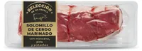 Solomillo de cerdo marinado con manzana, piña, paté y almendras