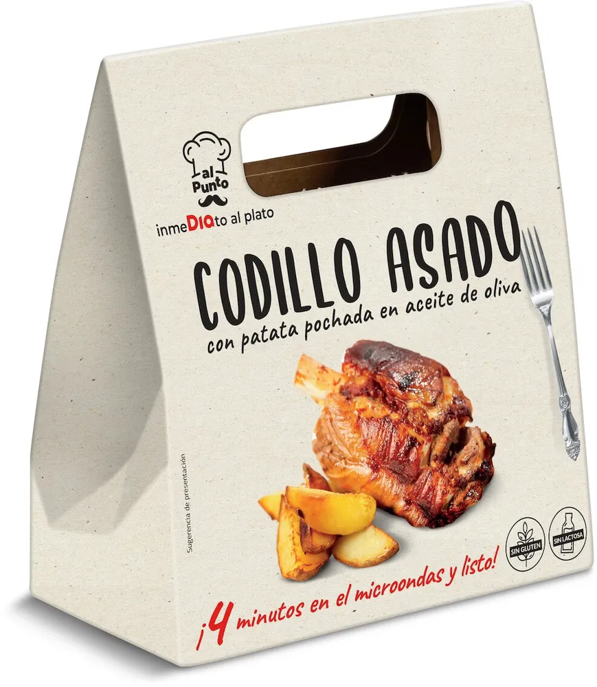 Codillo asado con patata pochada en aceite de oliva