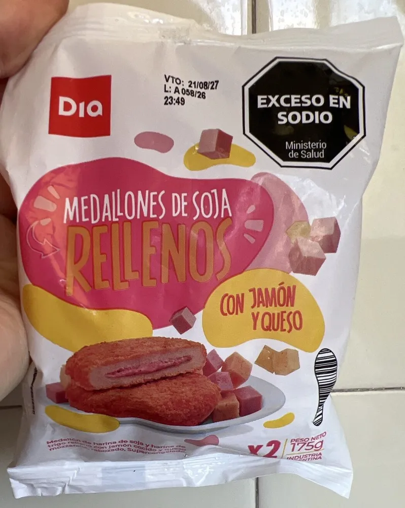 medallones de soja rellenos con jamon y queso
