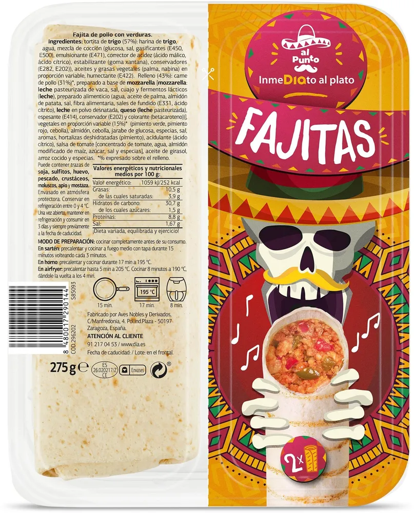 Fajitas Al Punto Dia bandeja 275 g