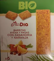 Barritas avena y pasas con zanahoria y naranja