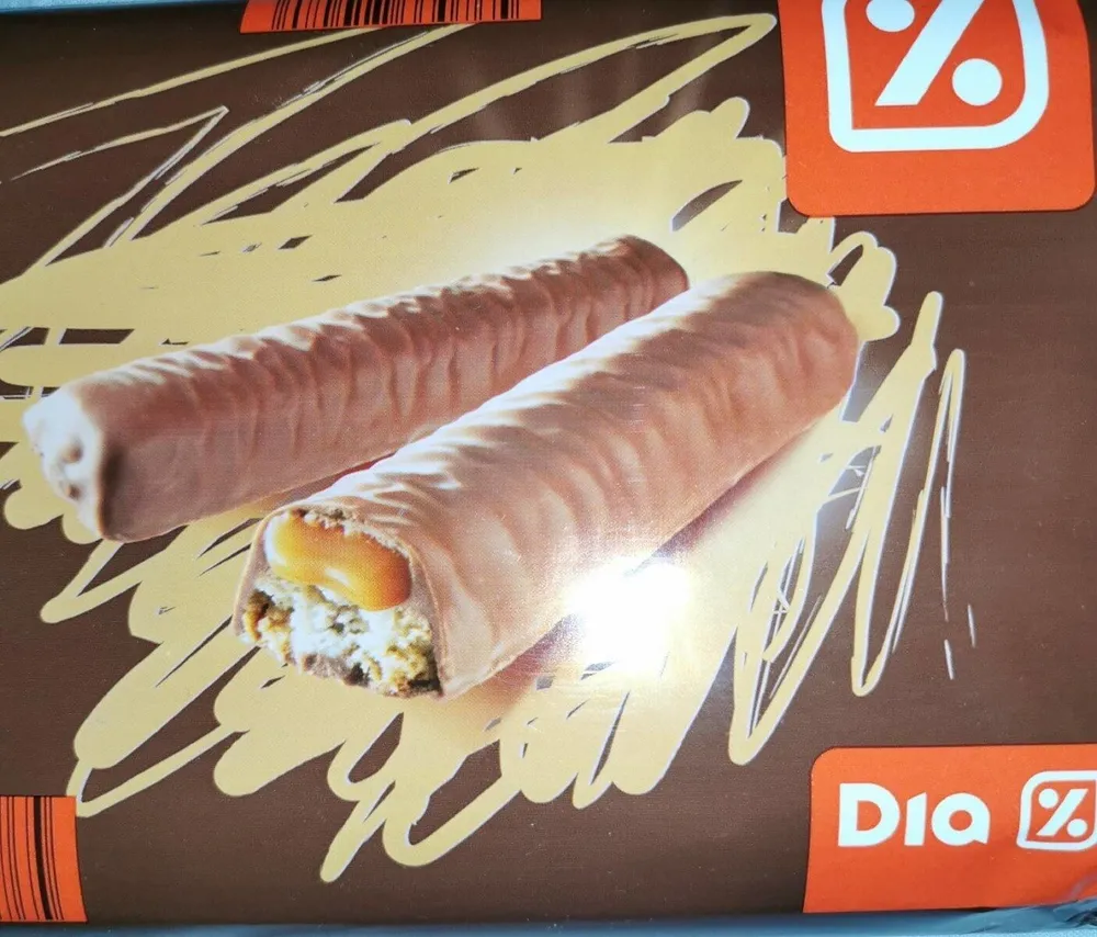 Barrita de chocolate, caramelo y galleta