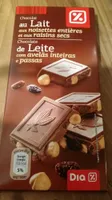 Chocolat au lait aux noisettes entières et aux raisins secs