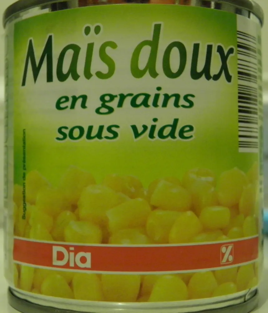 Maïs doux en grains sous vide