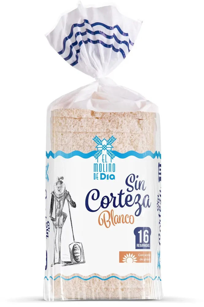 Pan de molde blanco sin corteza