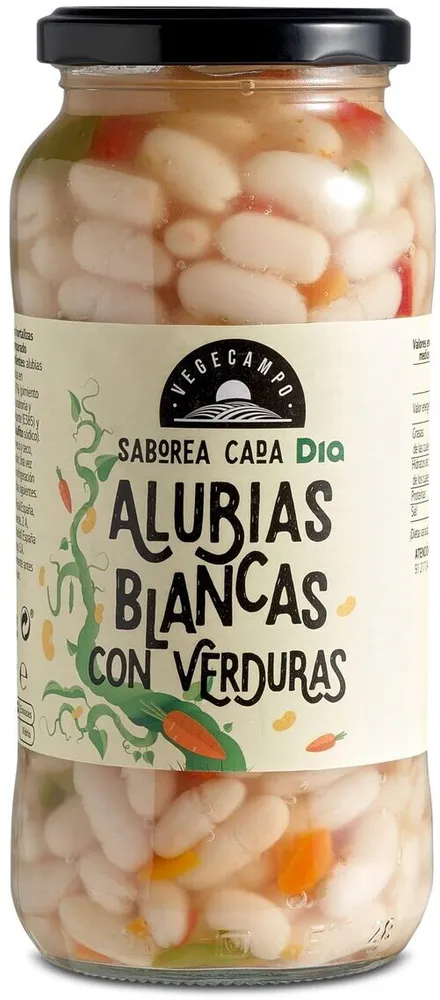 alubias blancas con verduras, vegacampo
