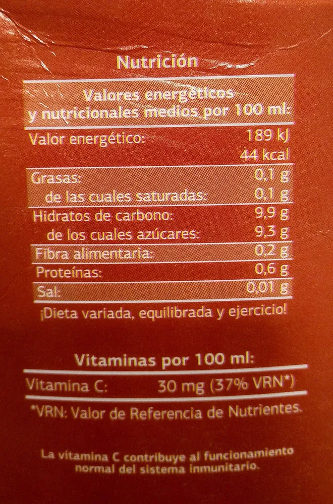 Zumo de naranja 100% con pulpa
