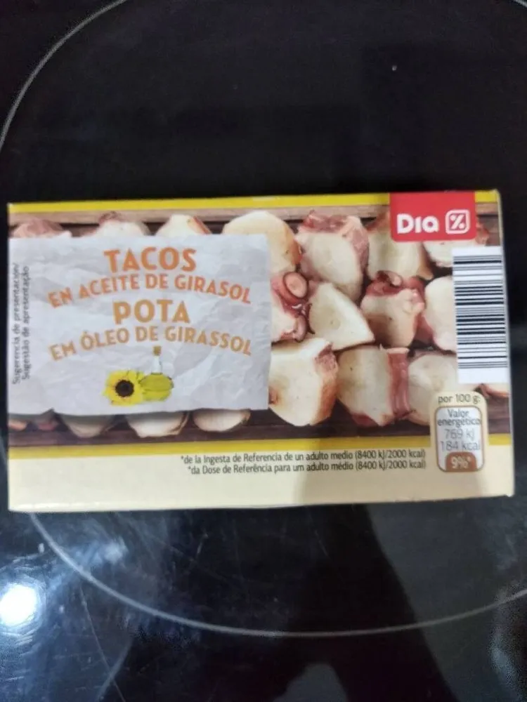 Tacos pota en aceite de girasol