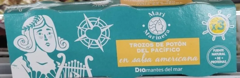 Trozos de potón en salsa americana