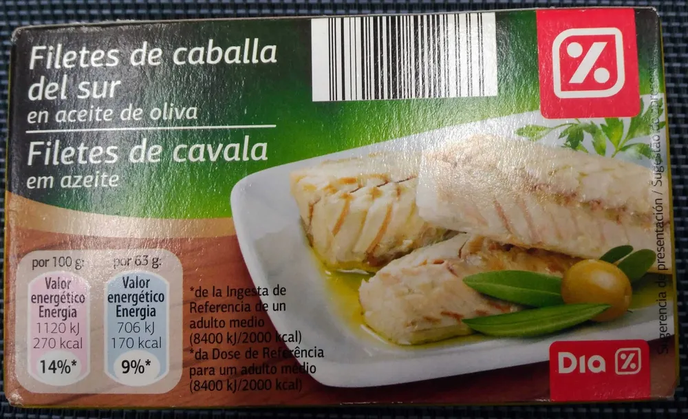 Filetes de caballa del Sur en aceite de oliva