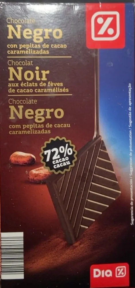 Chocolate Negro con pepitas de cacao caramelizadas