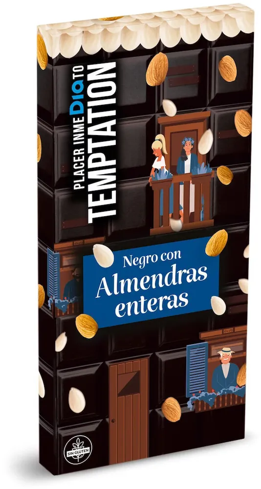 Chocolate negro con almendras enteras