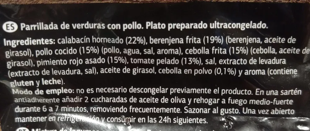 Parrillada de verduras con pollo