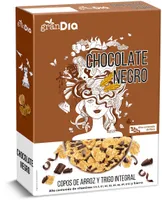 Copos de arroz y trigo integral con chocolate negro