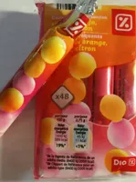 Caramelos crujientes sabor naranja,fresa y limón
