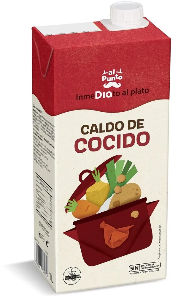 Caldo de cocido UHT con aceite de oliva virgen extra