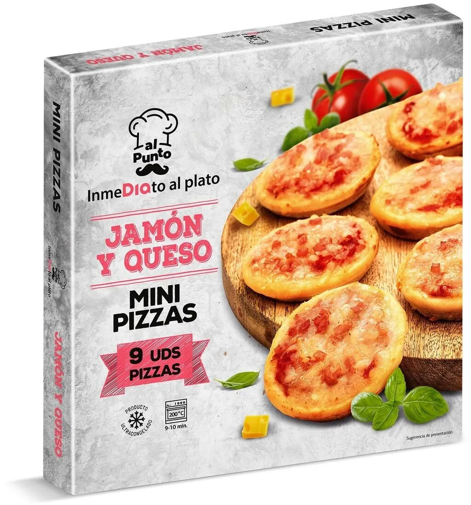 Mini pizzas jamón y queso