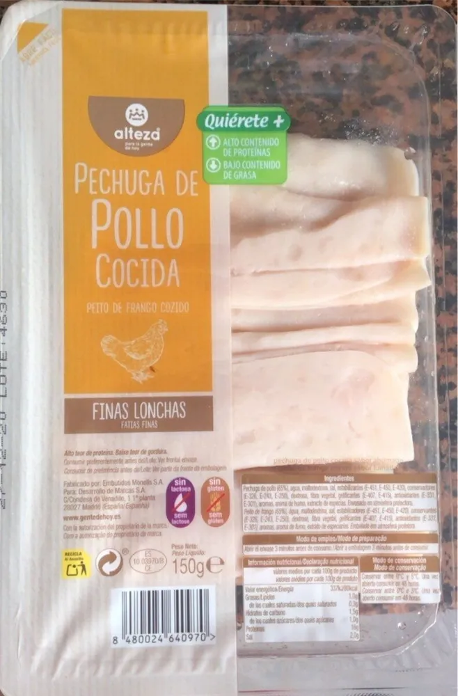 Pechuga de pollo cocida