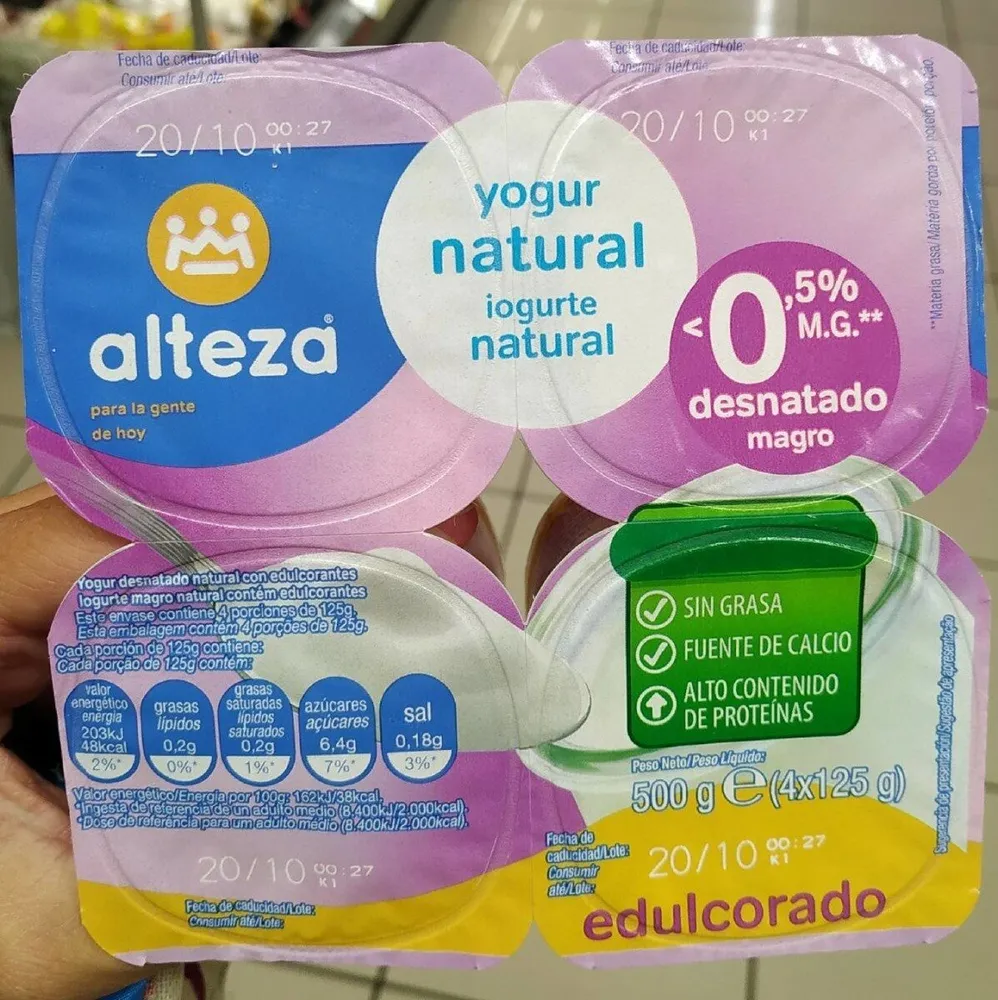 Yogur natural edulcorado