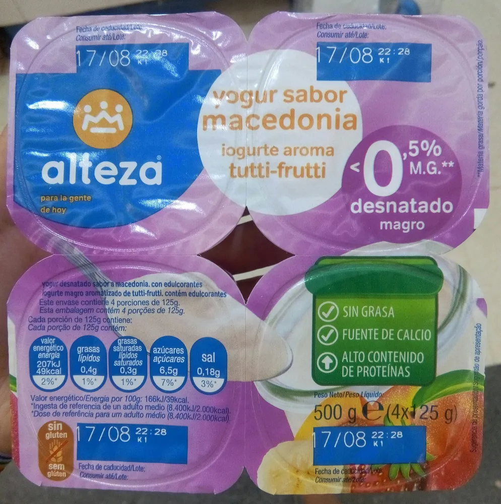 Yogurt sabor macedonia