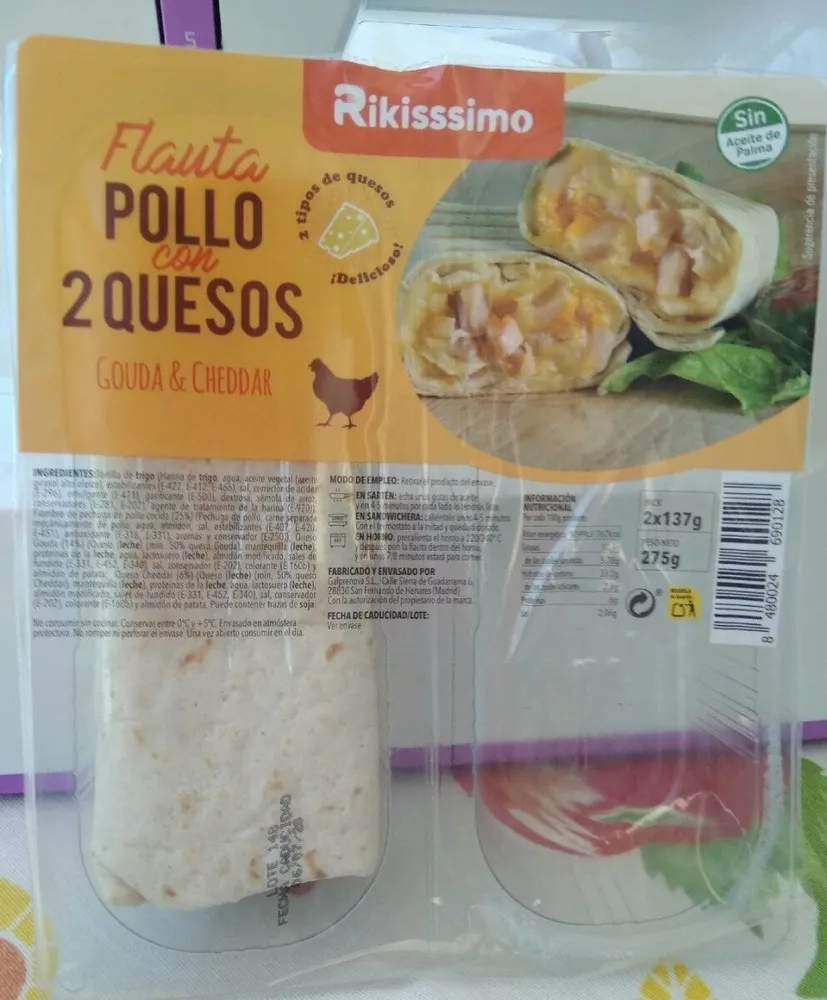 Flauta pollo con 2 quesos