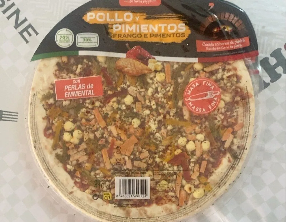 Pizza de pollo y pimiento