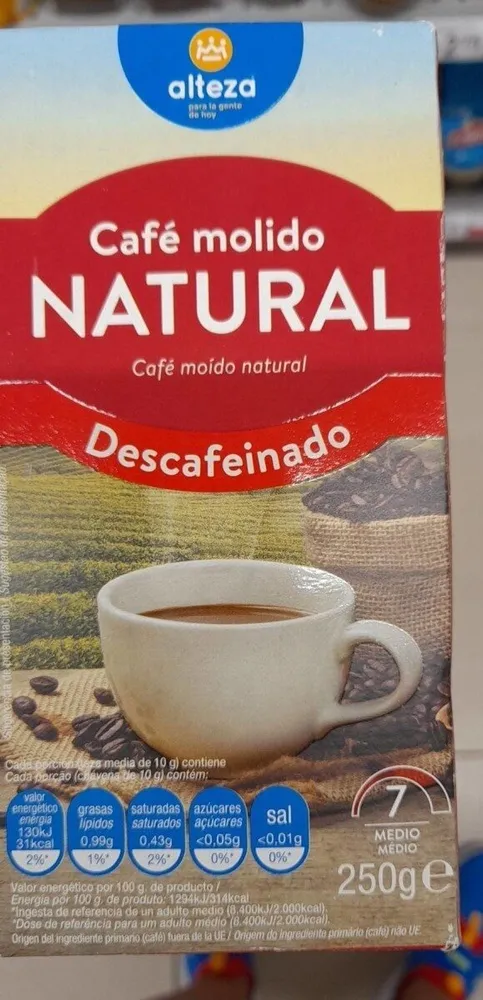 Café molido natural descafeinado