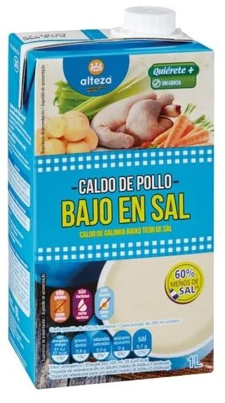 Caldo de pollo bajo en sal