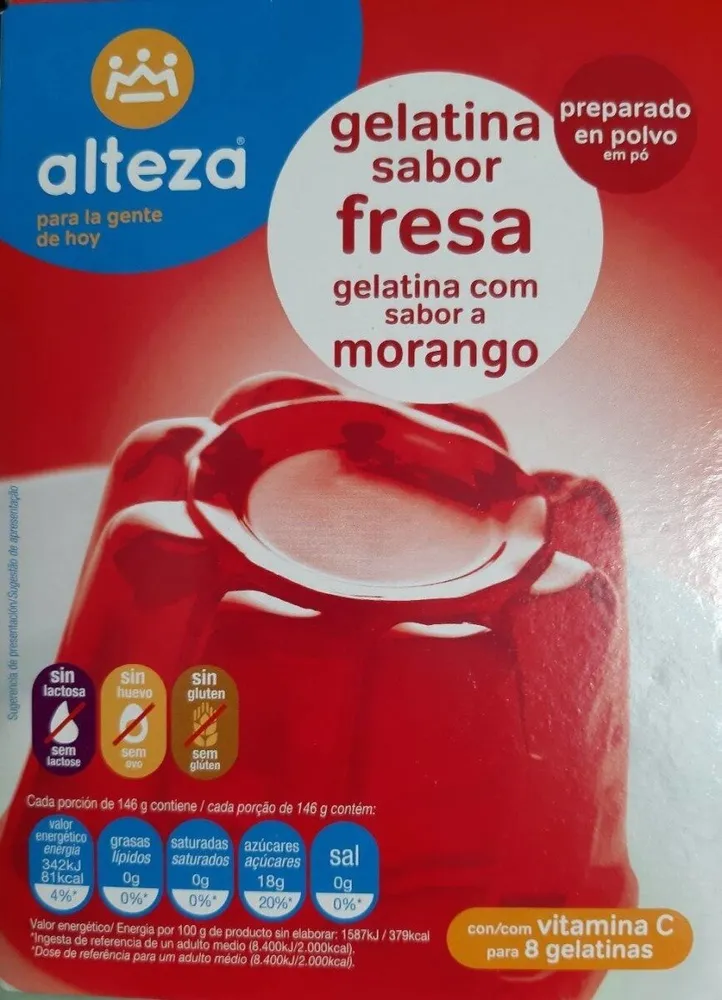 Gelatina sabor fresa - preparado en polvo