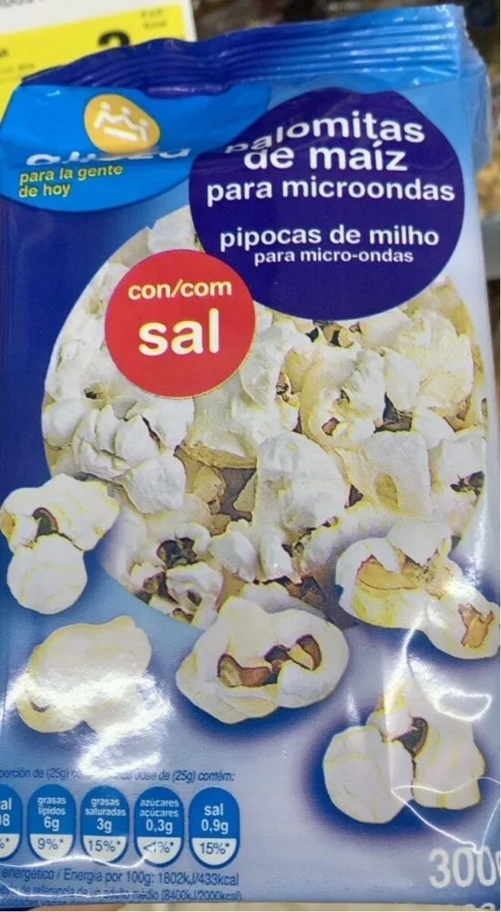 Palomitas de maíz para microondas con sal