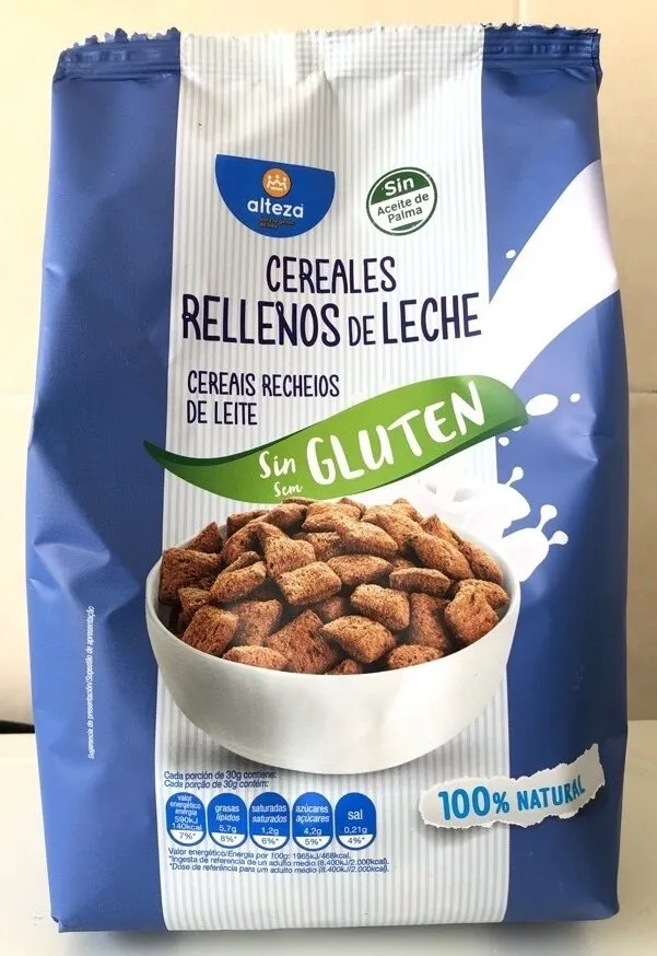 Cereales rellenos de leche