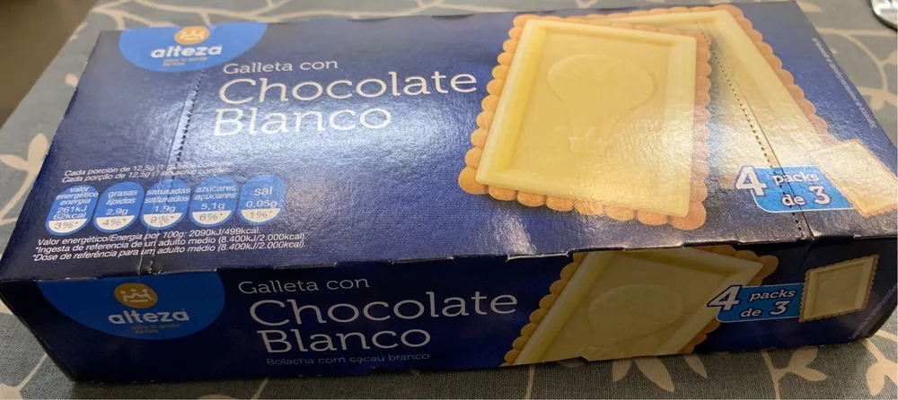 Galleta con chocolate blanco