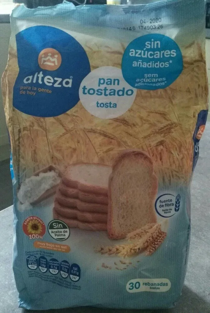 Pan tostado sin azucares anadidos