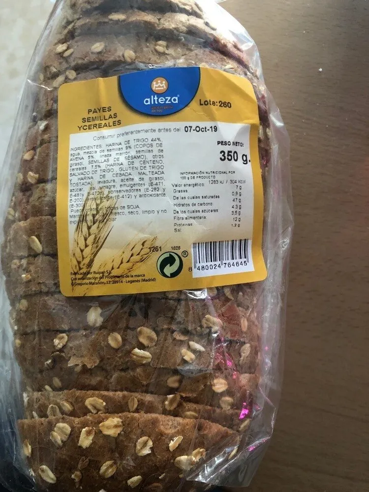 Pan payes semillas y cereales