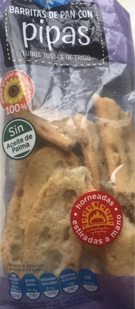 Barritas de pan con pipas