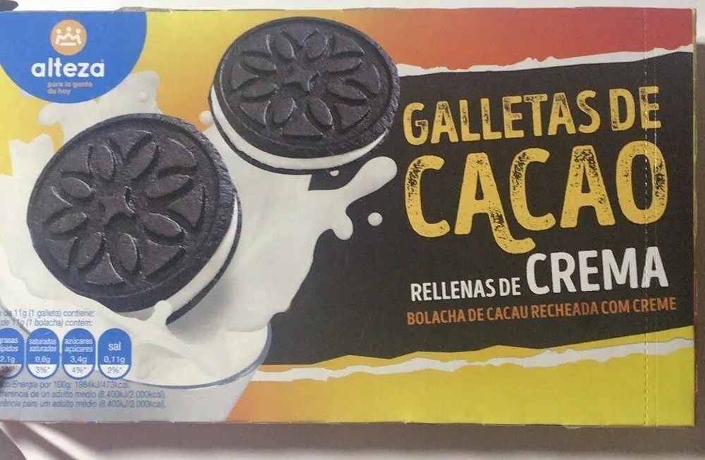 Galletas de cacao rellenas de crema