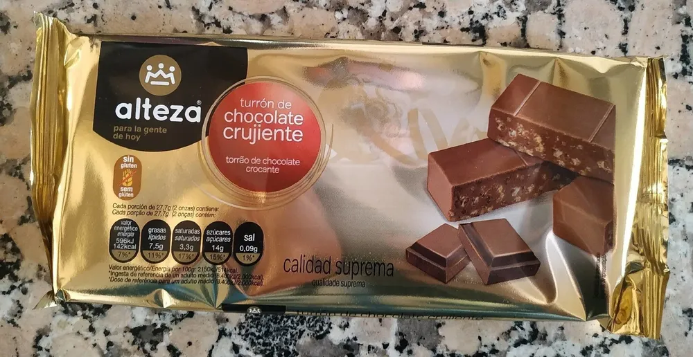 Turrón de chocolate crujiente