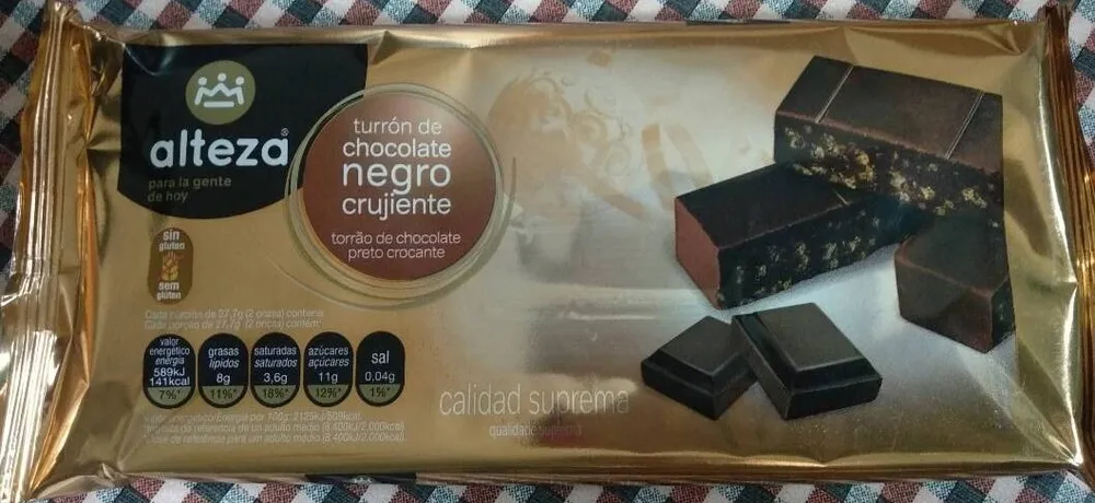 Turrón de chocolate negro crujiente