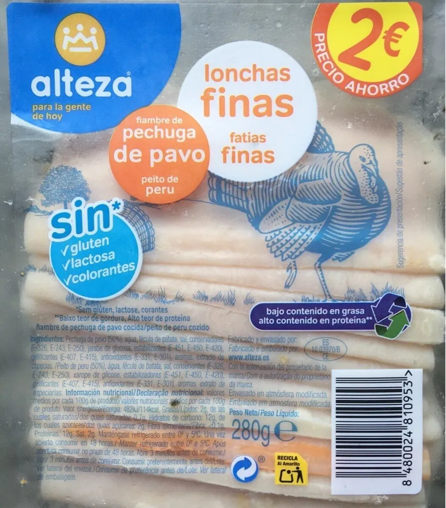 Lonchas Finas de Pavo
