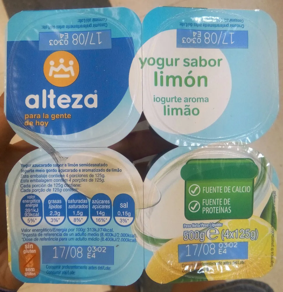 Yogur sabor limon