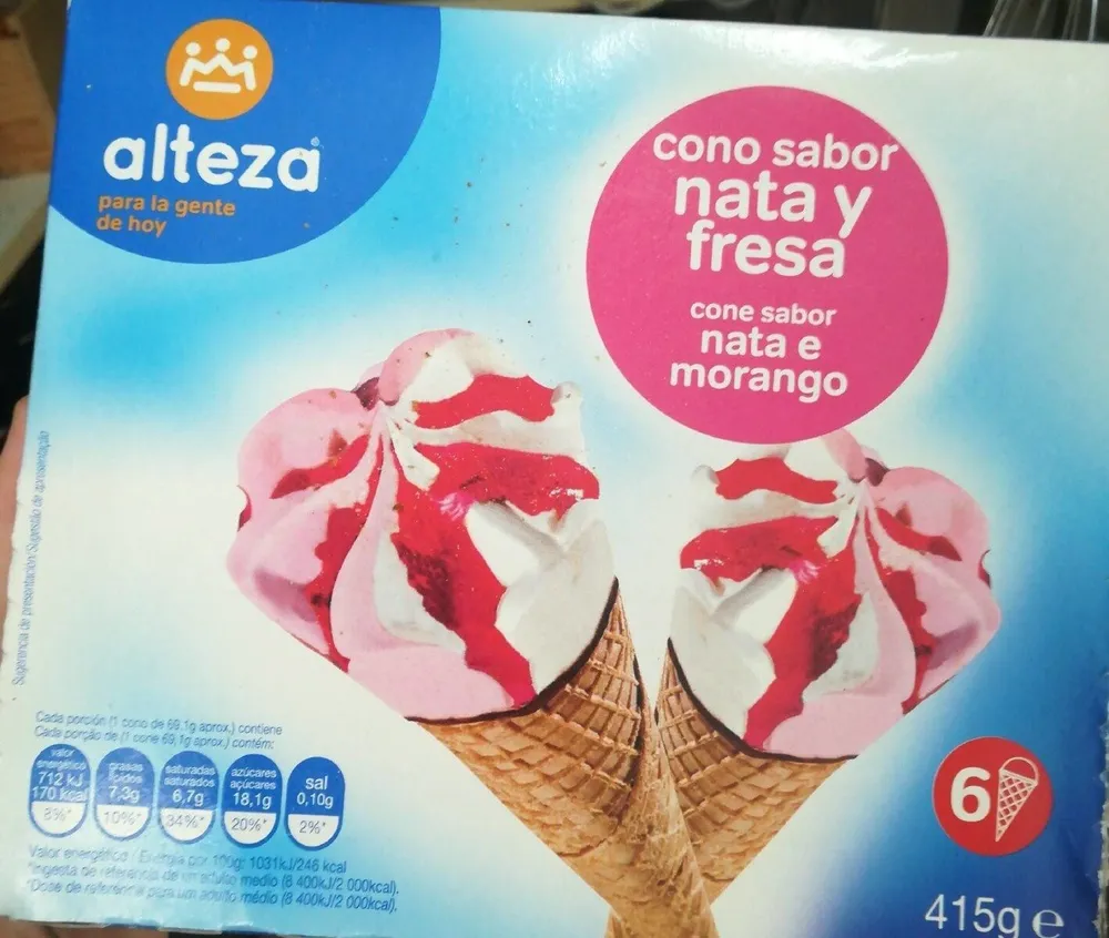 Cornete nata y fresa