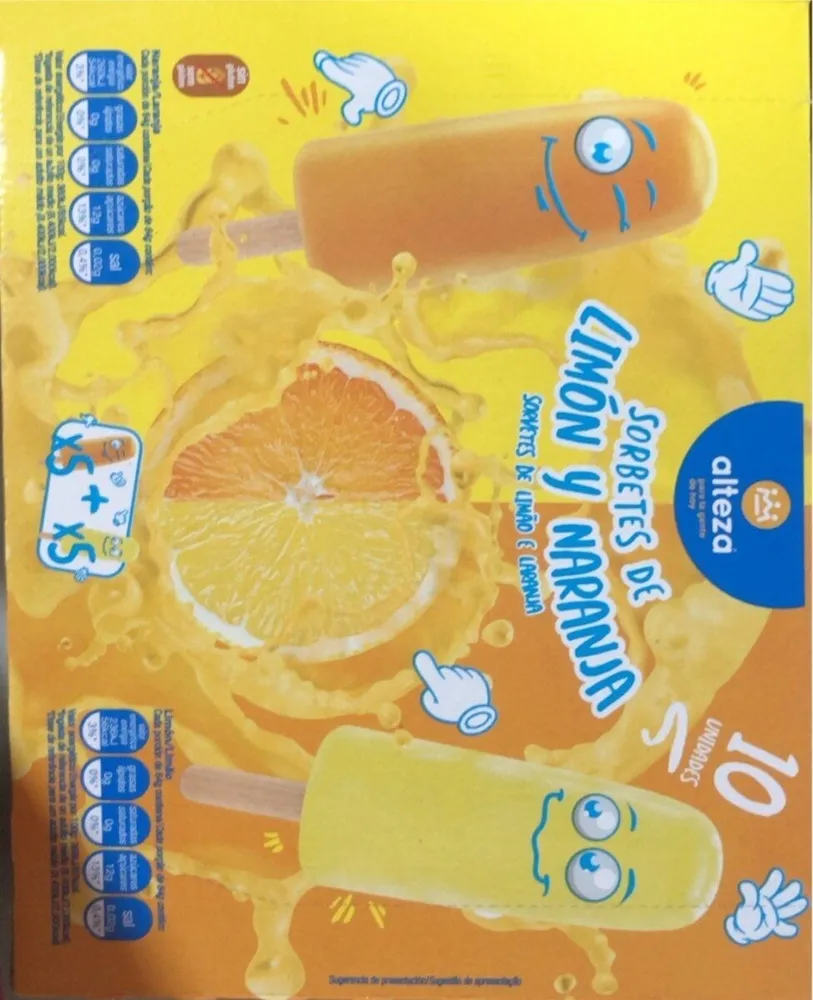 sorbetes de limón y naranja