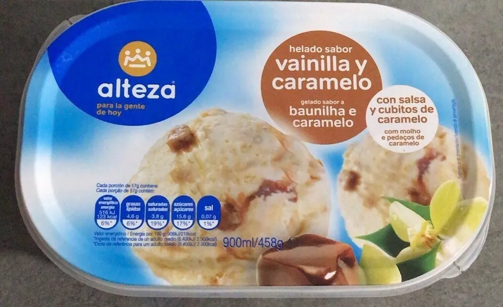 Helado vainilla y caramelo
