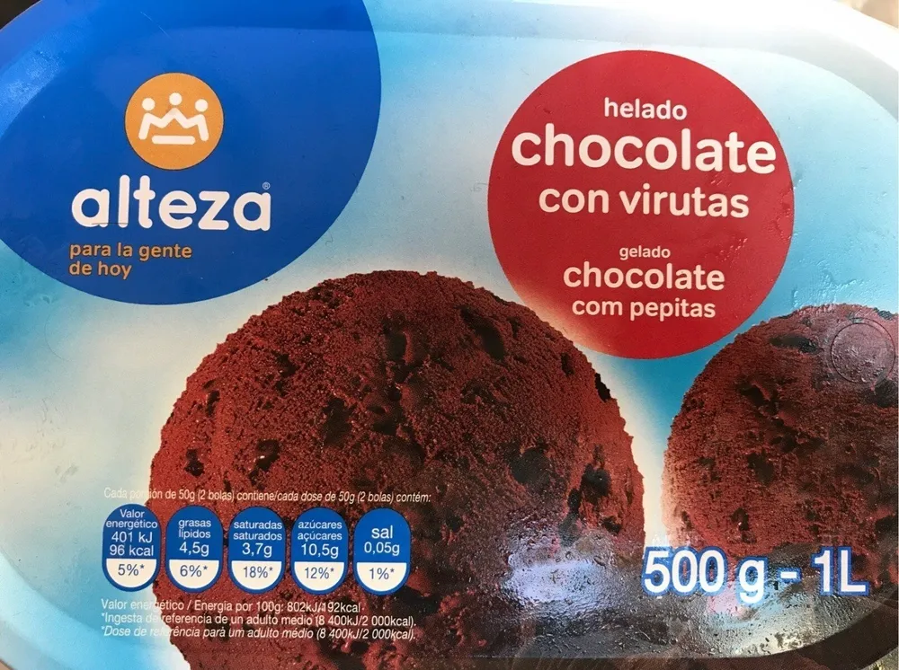 Helado chocolate con virutas