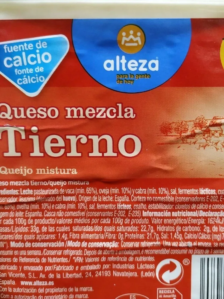 Queso mezcla tierno