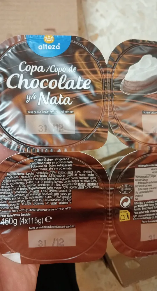 Postre chocolate nata alteza