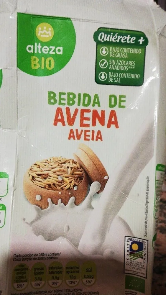 Bebida de avena bio
