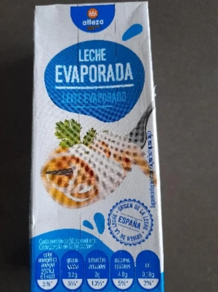 Leche evaporada semidesnatada