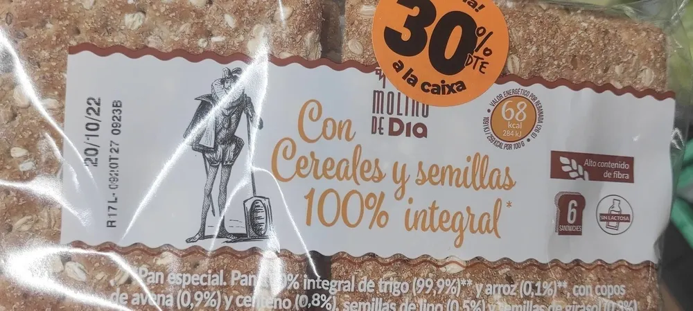 Pan integral con cereales y semillas
