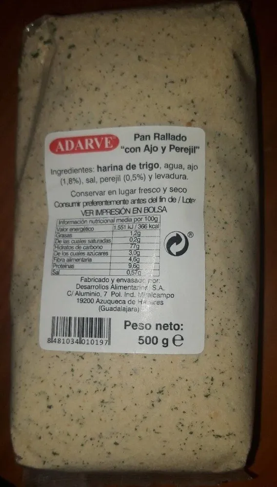 Pan Rallado con Ajo y Perejil